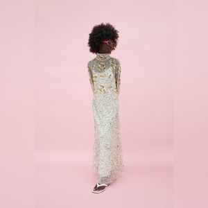 Limited Edition Zara Beaded Maxi Dress with Slip Liner